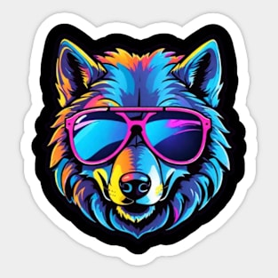 Cool Neon Wolf Sticker